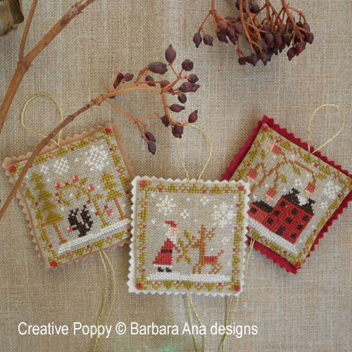 Christmas ornament Trio cross stitch pattern by Barbara Ana Designs