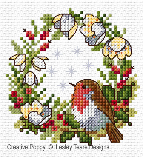 Lesley Teare Designs Christmas Robin Cross Stitch Pattern