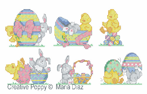 Easter Chick and Bunny cross stitch pattern by Maria Diaz designs