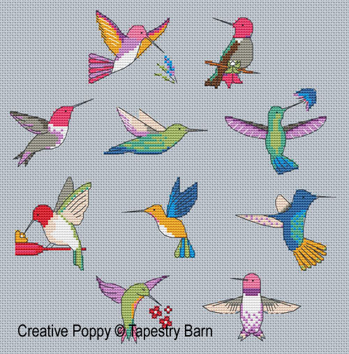 Hummingbirds - Flight of fancy cross stitch pattern by Tapestry Barn