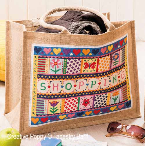 Shopping bag cross stitch pattern by Tapestry Barn