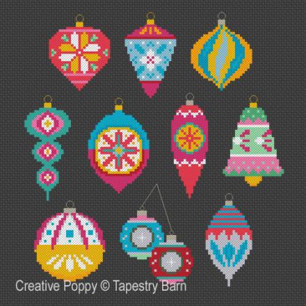 Tapestry Barn - Scandi Hoops Mini Ornaments (cross stitch pattern)